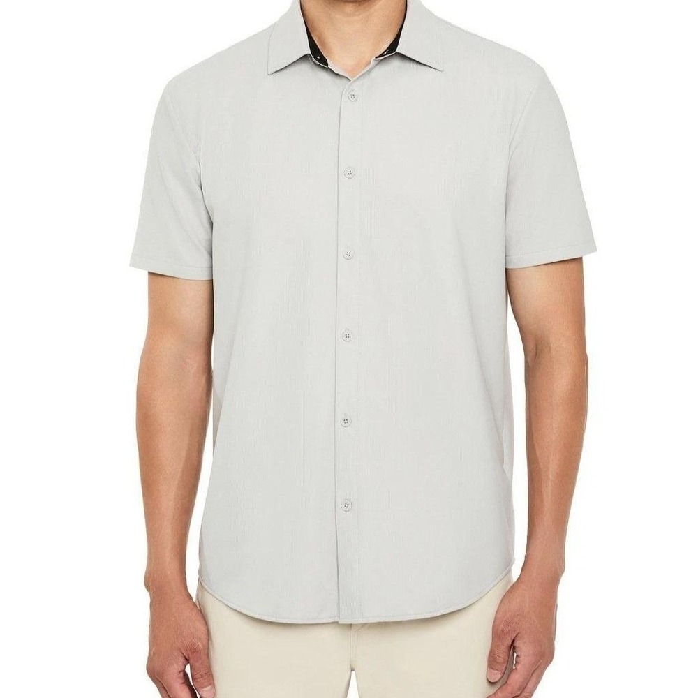 Kenneth Cole Men's XXL Gray Performance Button Down Shirt Nylon Spandex